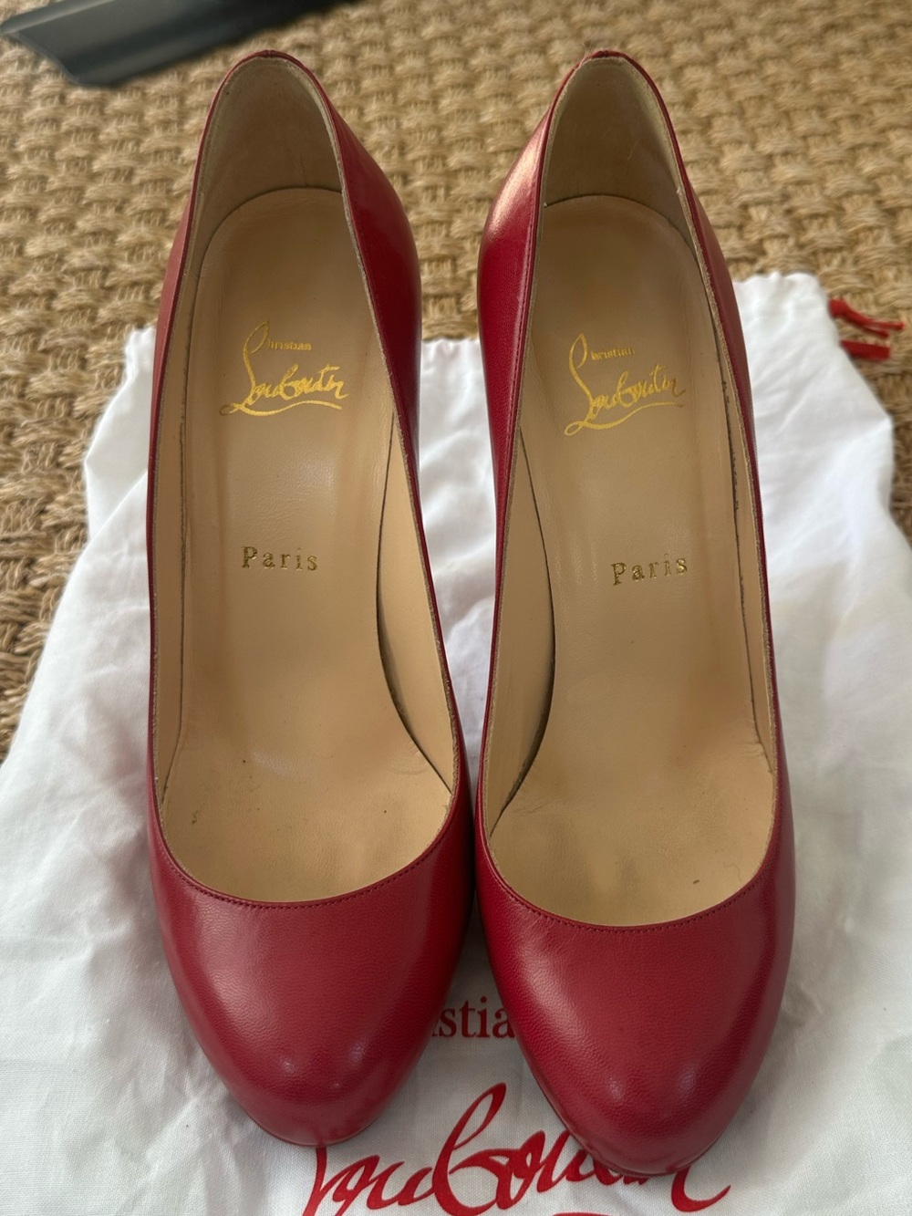 Christian Louboutin Red Leather Platform Pumps